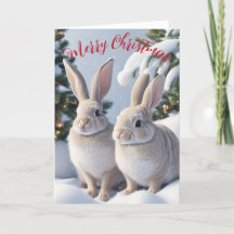 Carte de Noël à lapin mignon