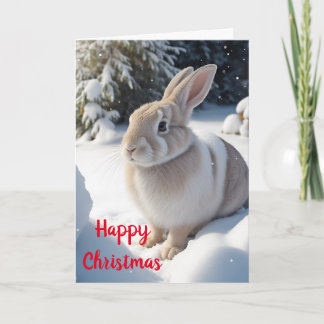Carte de Noël à lapin mignon