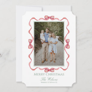 Carte de Noël à l'aquarelle avec un nœud
