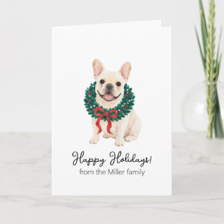 Carte de Noël à l'aquarelle Bouledogue Français