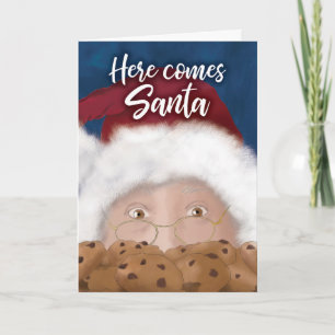 Carte de Noël à l'aquarelle Santa et cookies