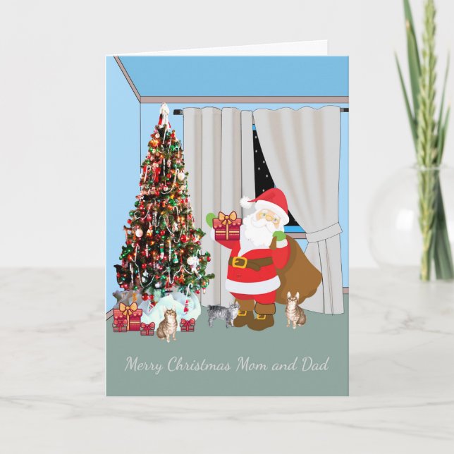 Carte de Noël à Maman, Papa, de Chats (Devant)