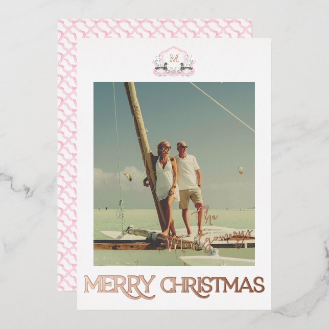 Carte de Noël à monogramme de canard colvert en fe (Recto/Verso)