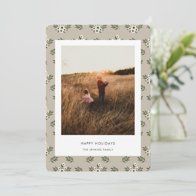 Carte de Noël à motif floral minimaliste (Debout devant)