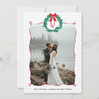 Carte de Noël à photo avec monogramme fantaisiste