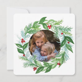 Carte de Noël à photo de couronne de vacances à l'