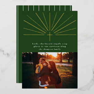 Carte de Noël à photo en feuille verte de Sainte-C