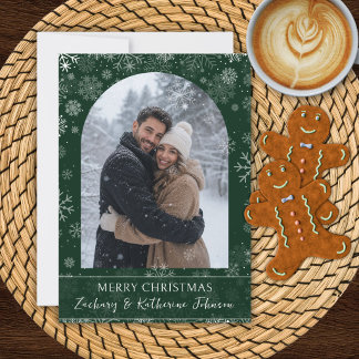 Carte de Noël à photo personnalisée flocons de nei