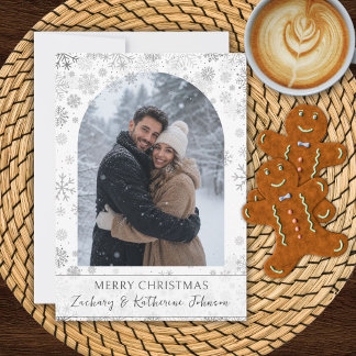Carte de Noël à photo personnalisée Flocons de nei