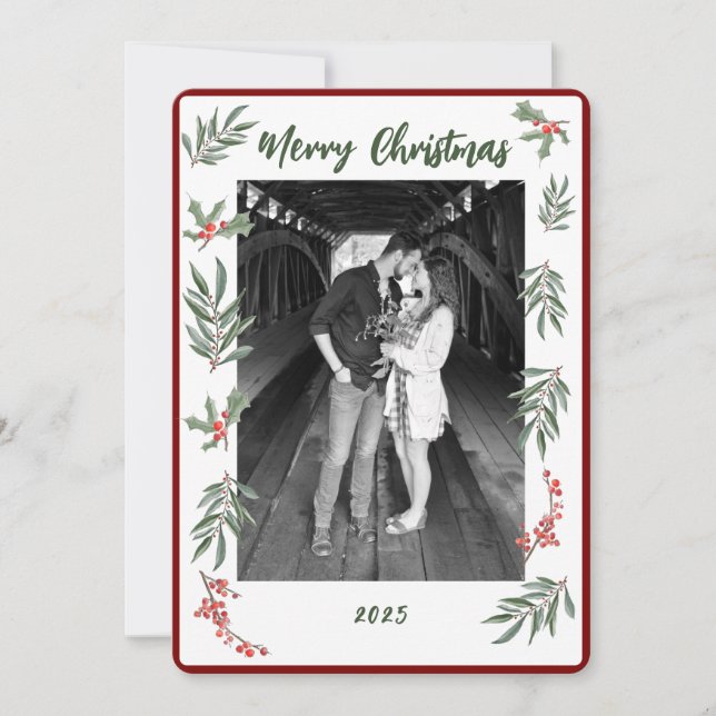 Carte de Noël à plat aquarelle pour les fêtes (Devant)