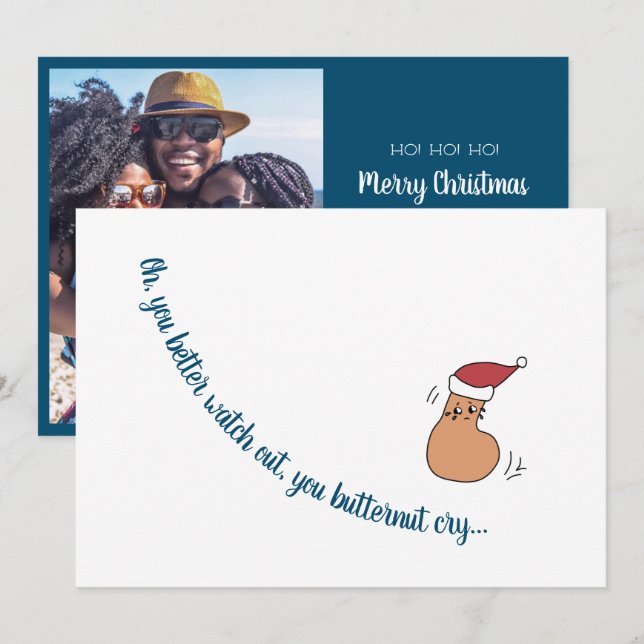 Carte de Noël à plat "You Butnut Cry" (Devant / Derrière)