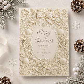 Carte de Noël à ruban élégance baroque