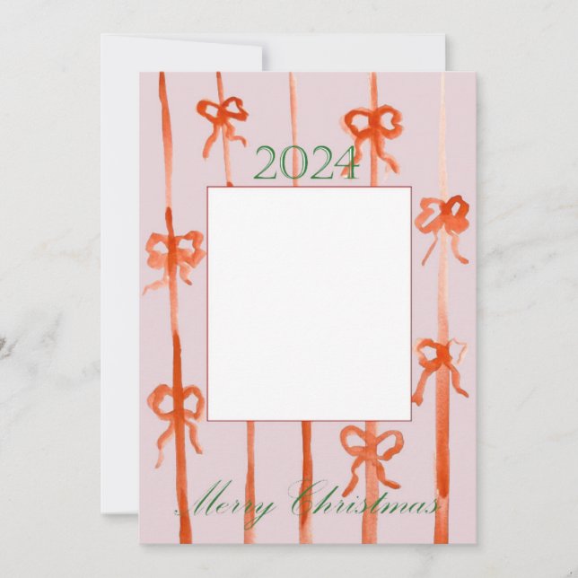 Carte de Noël à ruban rose (Devant)