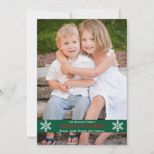 Carte de Noël à ruban vert