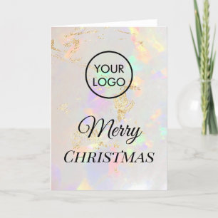 Carte de Noël à texture d'opale blanche