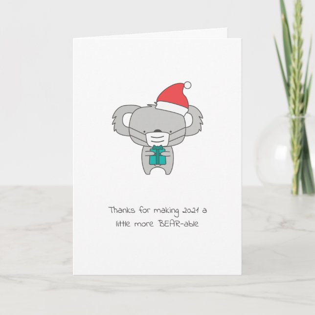 Carte de Noël à thème Cute Covid - Personnaliser (Devant)
