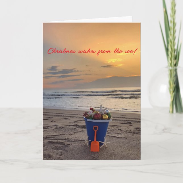 Carte de Noël à thème Plage pliée avec Starfish (Devant)