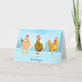 Carte de Noël à trois poulets
