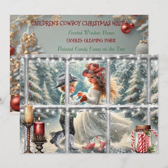 Carte de Noël à Valse de Noël pour enfant Cowboy (Devant / Derrière)