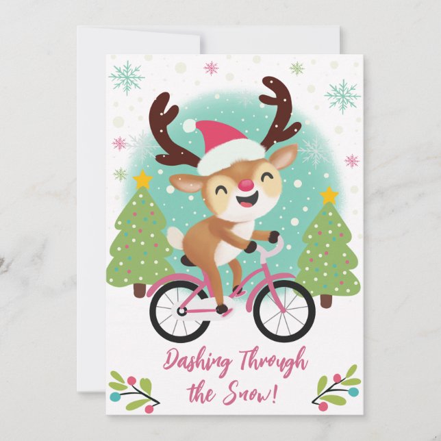 Carte de Noël à vélo rose (Devant)