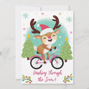 Carte de Noël à vélo rose