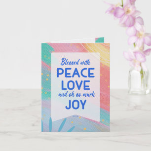 Carte de Noël Abstrait Pastel Paix Amour Joie