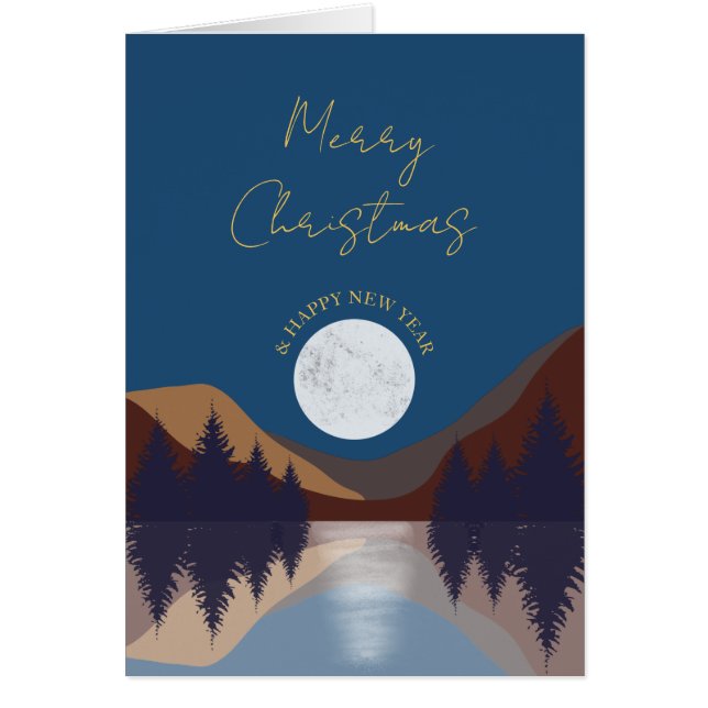 Carte de Noël Abstraite de la forêt paysagère (Devant)