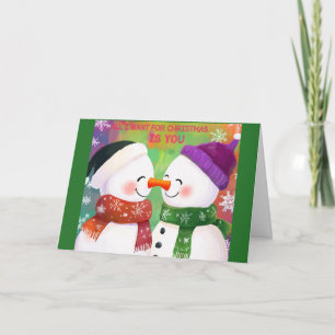 Carte de Noël adorable Snowman Couple