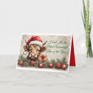Carte de Noël adorable veau brun - Personnalisez-l