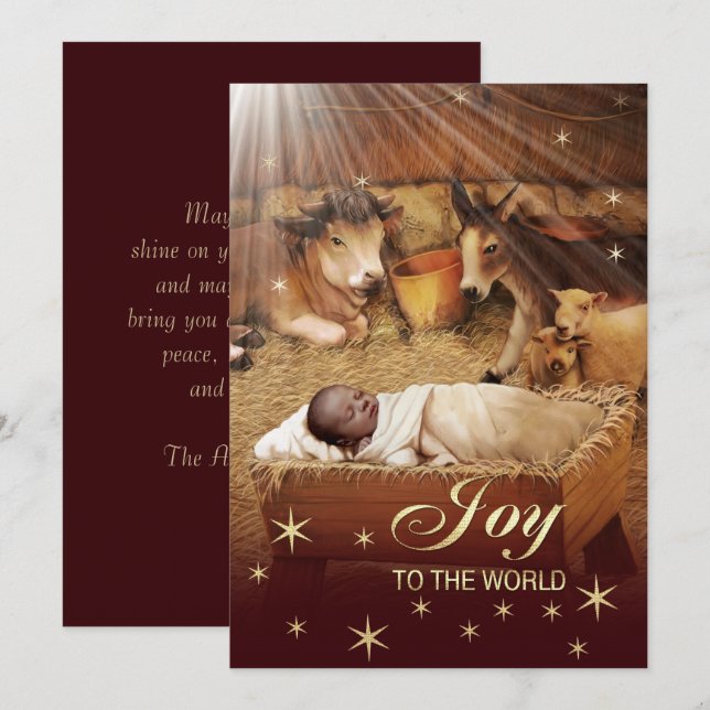 Carte de Noël Africaine Américaine Baby Jesus (Devant / Derrière)
