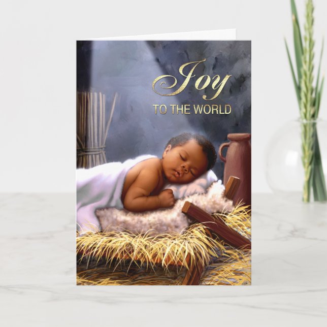 Carte de Noël Africaine Américaine Bébé Jésus (Devant)