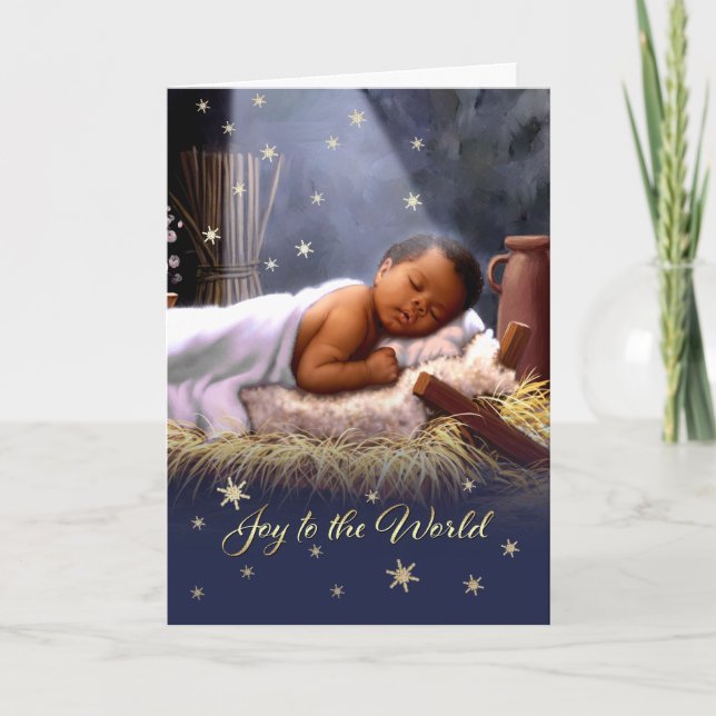 Carte de Noël Africaine Américaine Bébé Jésus (Devant)