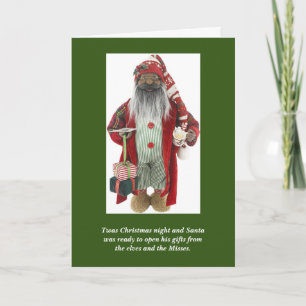 Carte de Noël African American Père Noël ouvre ses