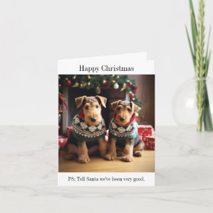 Carte de Noël Airedale Puppies