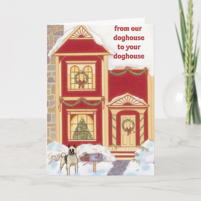 Carte de Noël Akita (Devant)
