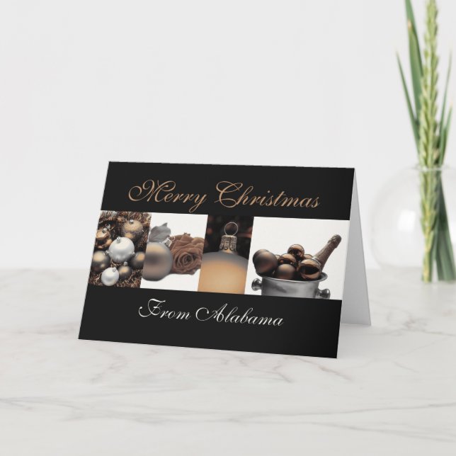 Carte de Noël Alabama avec ornements (Devant)