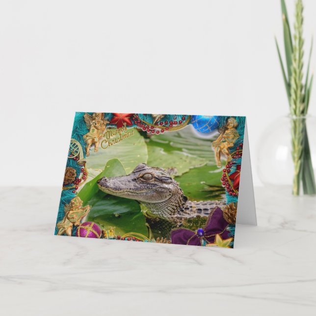 Carte de Noël Alligator (Devant)