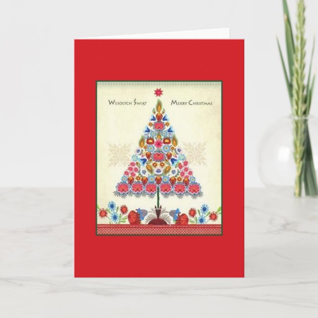 Carte de Noël Américaine Polonaise Bilingue Retro (Devant)