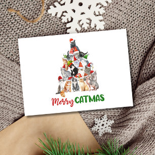 Carte de Noël Amoureux des chats Cat Christmas Tre