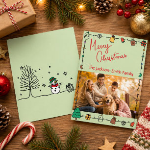 Carte de Noël amusante avec photo de famille en gr