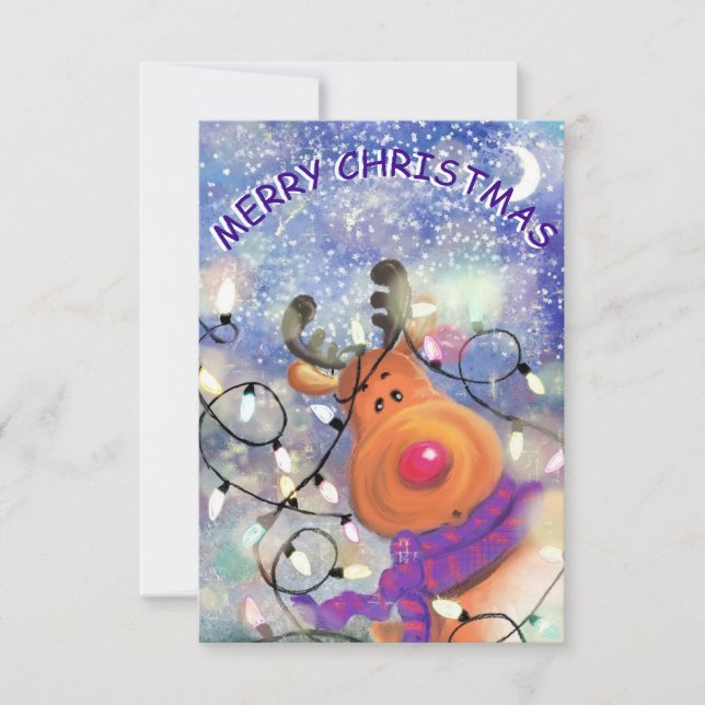 Carte de Noël amusante avec un Rinder heureux (Devant)