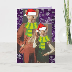 CARTE DE NOËL AMUSANTE DE RETRO CAT 1970