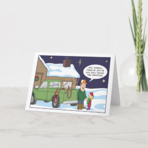 Carte de Noël amusante, humour de chasse aux cerfs