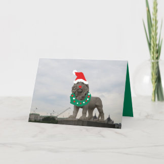 Carte de Noël amusante Lion Wreath Carte de voeux