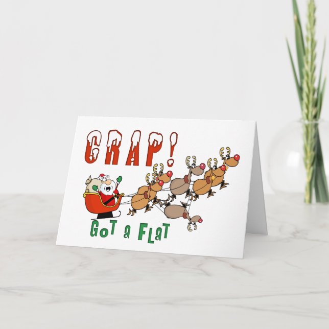 Carte de Noël amusante Père Noël Obtient un plat (Devant)
