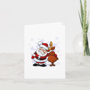 Carte de Noël amusante Père Noël & Rudolph