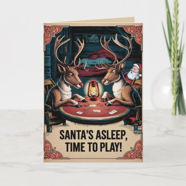 Carte de Noël amusante Vintage MODIFIABLE (Devant)