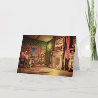 Carte de Noël ancienne à l'anglaise victorienne