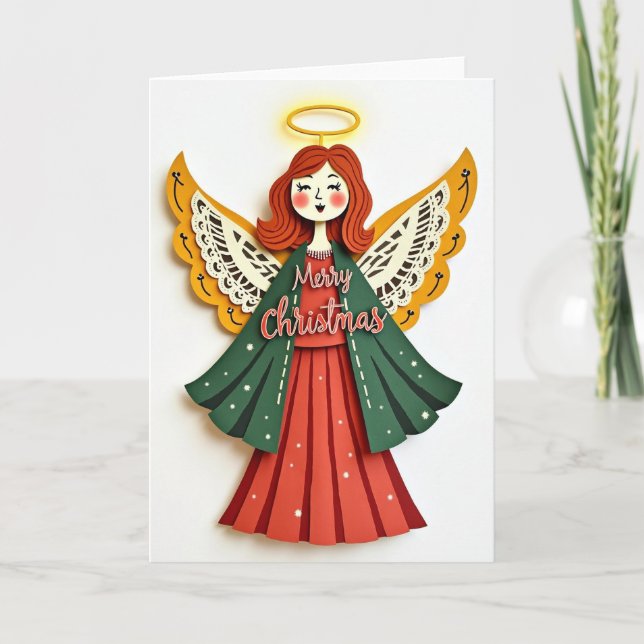 Carte de Noël Ange Joyeux (Devant)