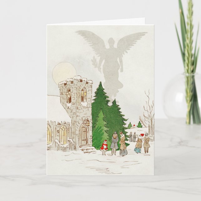 Carte de Noël Angel Over Church (Devant)